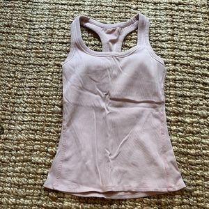 Alo Ribbed Scoop Neck Tank w/ Built-in Bra